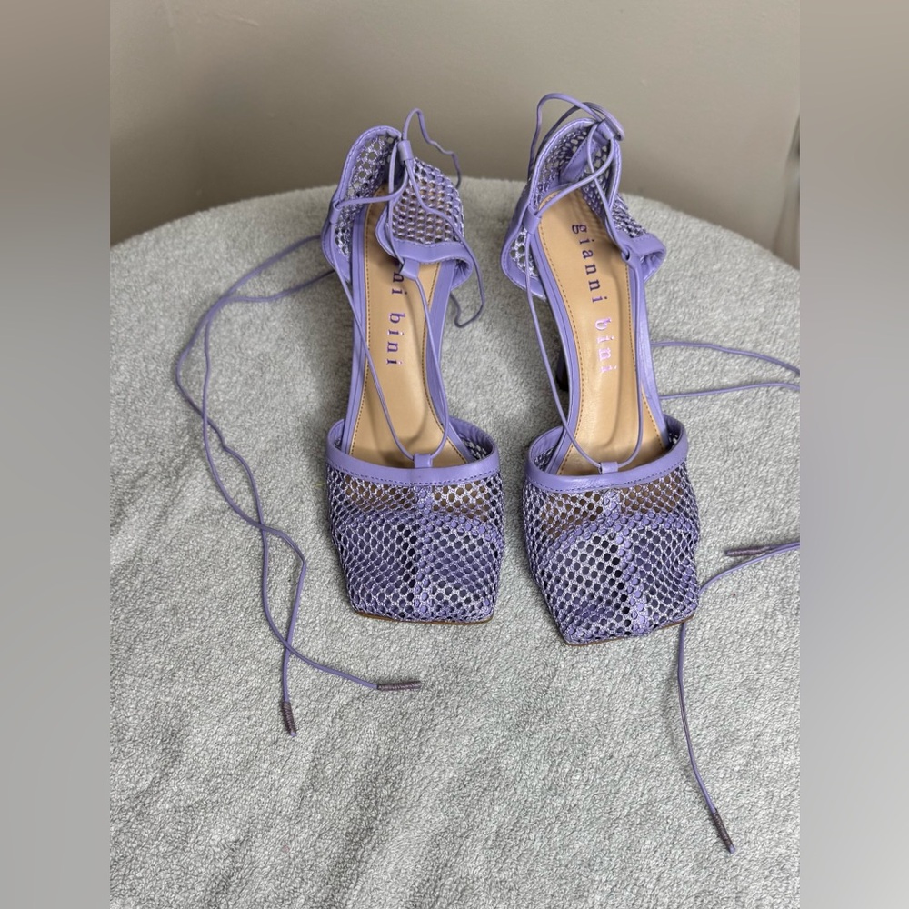 Gianni Bini Lavender Mesh Lace-Up Sandals - Picture 7 of 7